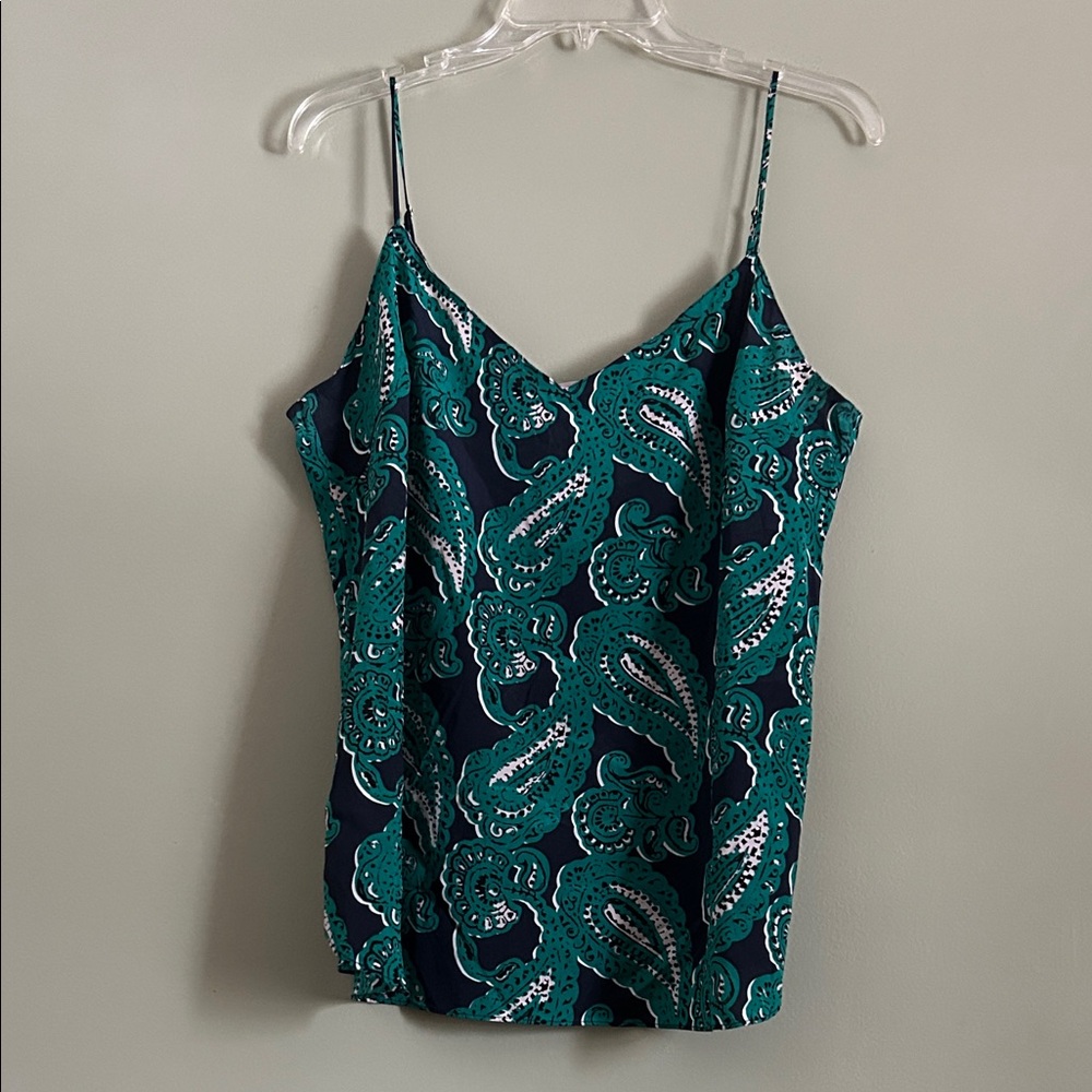 Stella McCartney Emerald Green and Navy Paisley Camisole Size L